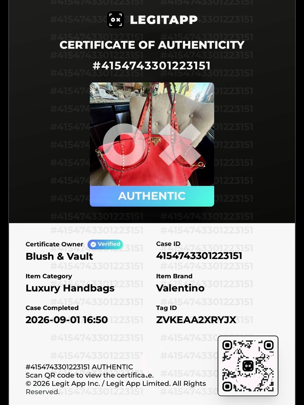 VALENTINO GARAVANI ROCKSTUD RED LEATHER Carryall Tote Bag w/ COA Stunning! - Picture 17 of 17
